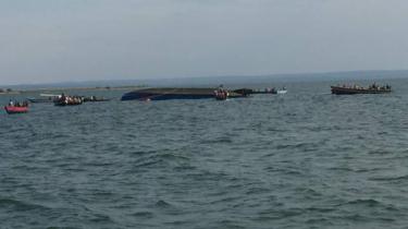 A capsized boat in Tanzania