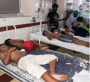 Children being treated at a hospital