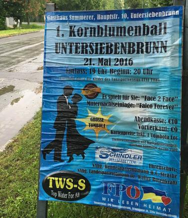 en affisch för det österrikiska Frihetspartiets Blåklintboll's Cornflower Ball