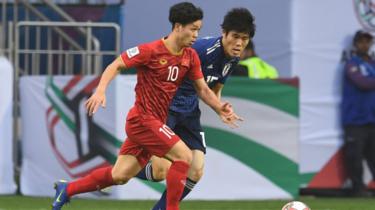 Công Phượng trong trận tứ kết AFC Asian Cup gặp Nhật ở Dubai, ngày 24/1