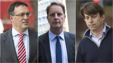 Former Tesco executives Chris Bush (left), John Scouler (centre) and Carl Rogberg (right)