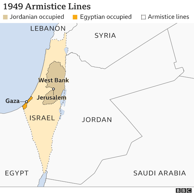 Mappa delle linee di armistizio del 1949