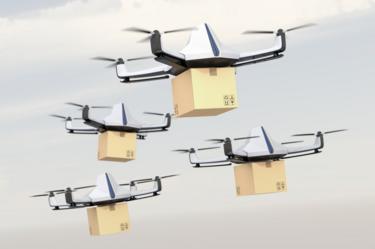 Drones carrying packages graphic