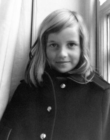 Lady Diana Spencer wearing a winter coat in London, aged 7.