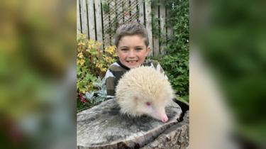 Ruben Wiggins mit Jack Frost, dem Igel