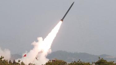 Rocket being fired in North Korea, 4 May 2019