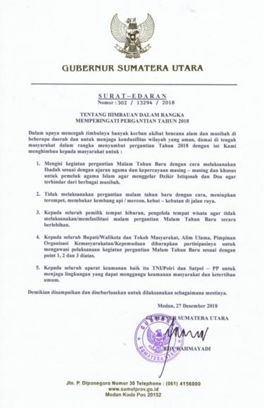Surat edaran tahun baru