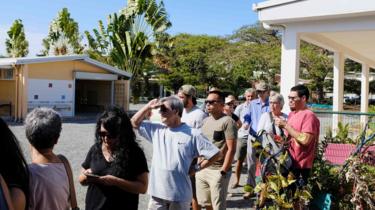 People line up to cast their ballots for or against the independence of New Caledonia, November 4, 2018 in Noumea