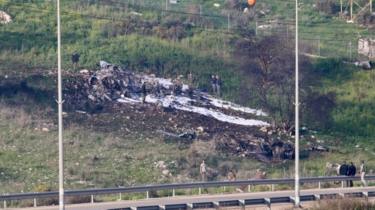 Crash site of an Israeli F-16 jet in northern Israel. Photo: 10 February 2018