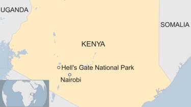 Map showing Hell's Gate National Park in Kenya