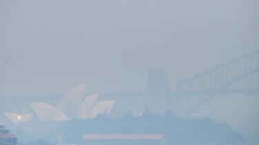 The Sydney Opera House and Harbour Bridge are obscured by a smoky haze on November 1, 2019.