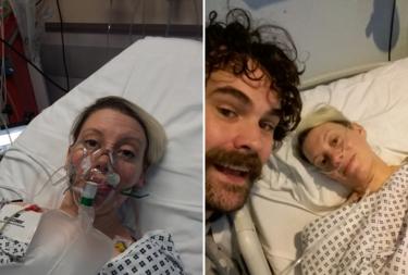 Rebecca Shorrocks and Paul F Taylor in hospital