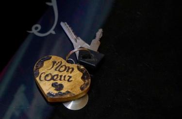 Key ring that says 'my heart'