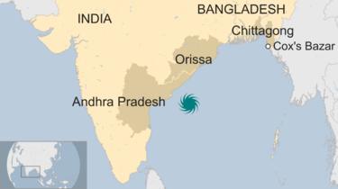 Map of Cyclone Fani