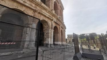 Empty queue lines at Rome's Colosseum, which is among the attractions to have shut