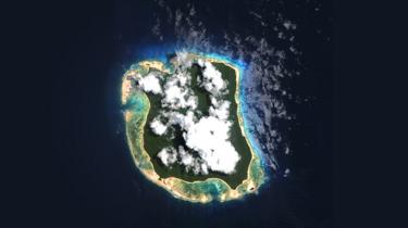 North Sentinel Island, home of the Sentinelese, as seen from above.