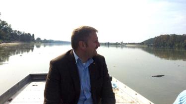 Vit Jedlicka with Liberland on the right hand shore