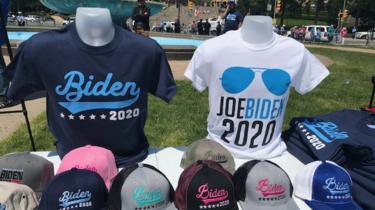 Merchandise for sale at the Philadelphia rally