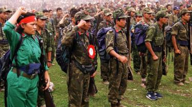 Maoist fighters in Nepal