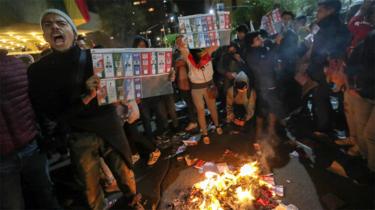 Manifestantes en Bolivia