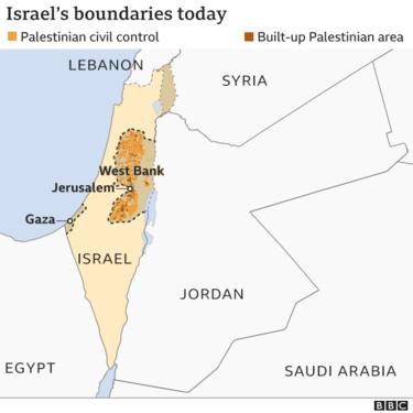 Mappa dei Israele oggi's boundaries today