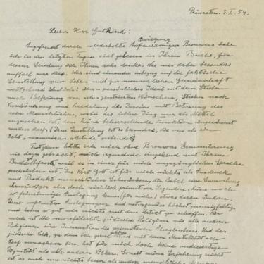 Surat tulisan tangan Albert Einstein yang ditulis pada 1954.