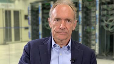 Sir Tim Berners-Lee pictured during an interview with the BBC at Cern's data centre