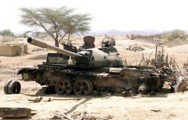 Etiopisk tank ødelagt i 1998-2000 grensekrig Med Etiopia