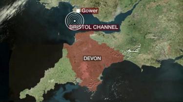 Map of quake in the Bristol Channel