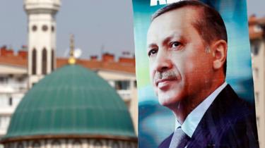 A presidential election campaign banner of Recep Tayyip Erdogan, Ankara, 11 August 2014