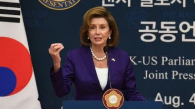 US House of Representatives Speaker Nancy Pelosi attends a joint press briefing in Seoul, South Korea