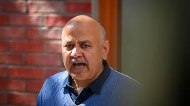 Manish Sisodia, Deputy Chief Minister of Delhi addresses a press conference over the issue of hiring new principals in Delhi Government Schools at his residence on Mathura Road, on February 5, 2023 in New Delhi, India.