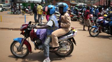 Motorcycle taxi in Kigali, Rwanda