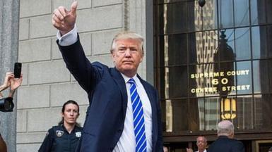 Mr Trump arriving for jury duty in New York City in 2015