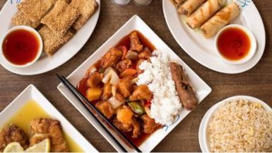 Spread of Chinese takeaway dishes