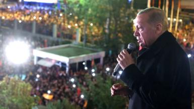 Erdogan addressing crowds