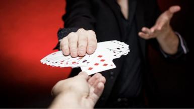 Close up of card trick