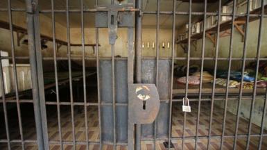 The outside of an Indonesian prison cell
