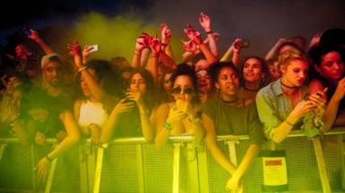 Fans at the front row of the Wireless festival