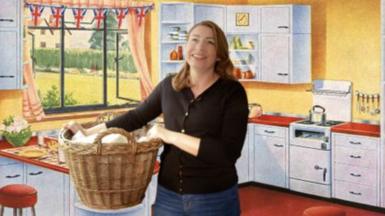 Woman holding washing basket