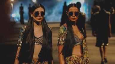 Models walk on the ramp; showcase a creation by Indian fashion designer Sabyasachi Mukherjee during the Lakme Fashion Week Summer/Resort 2015 on day 1 on March 17, 2015 in Mumbai, Ind