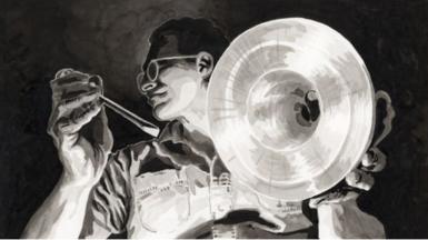 Illustrated image of atomic bomb maker