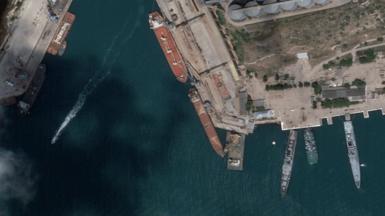 Two vessels in the Avlita Grain Terminal, Sevastopol Port