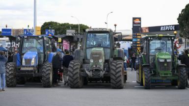 Tractors at a recent protest by farmers in Barcelona