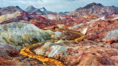 Multi-coloured soil on Hormuz Island, south Iran