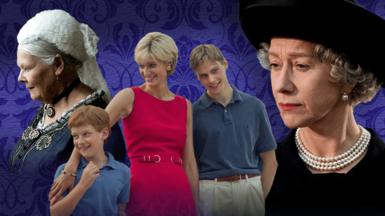 Various depictions of royals from The Queen, Mrs Brown and The Crown.