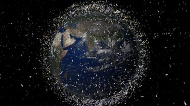 Artist's impression of space debris around Earth