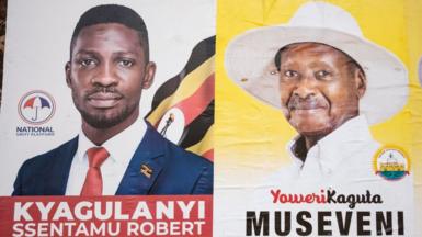 Posters of Bobi Wine and Yoweri Museveni