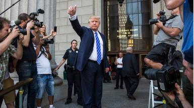 Mr Trump arriving for jury duty in New York City in 2015