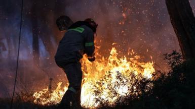 Fire fighter tackles blaze